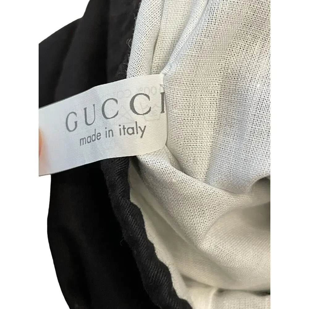 Gucci‎ Small Rectangle Dust Bag Drawstring Embroidered Black Gold Cotton Storage